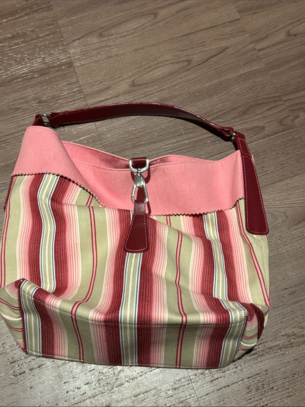 Authentic Longchamp Striped Pink & Red Hobo Bag